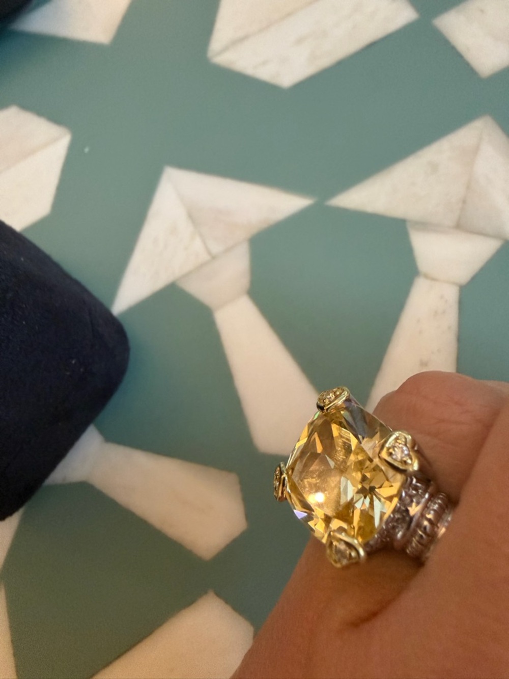 Judith Ripka Canary Yellow Crystal Ring - Picture 3 of 9